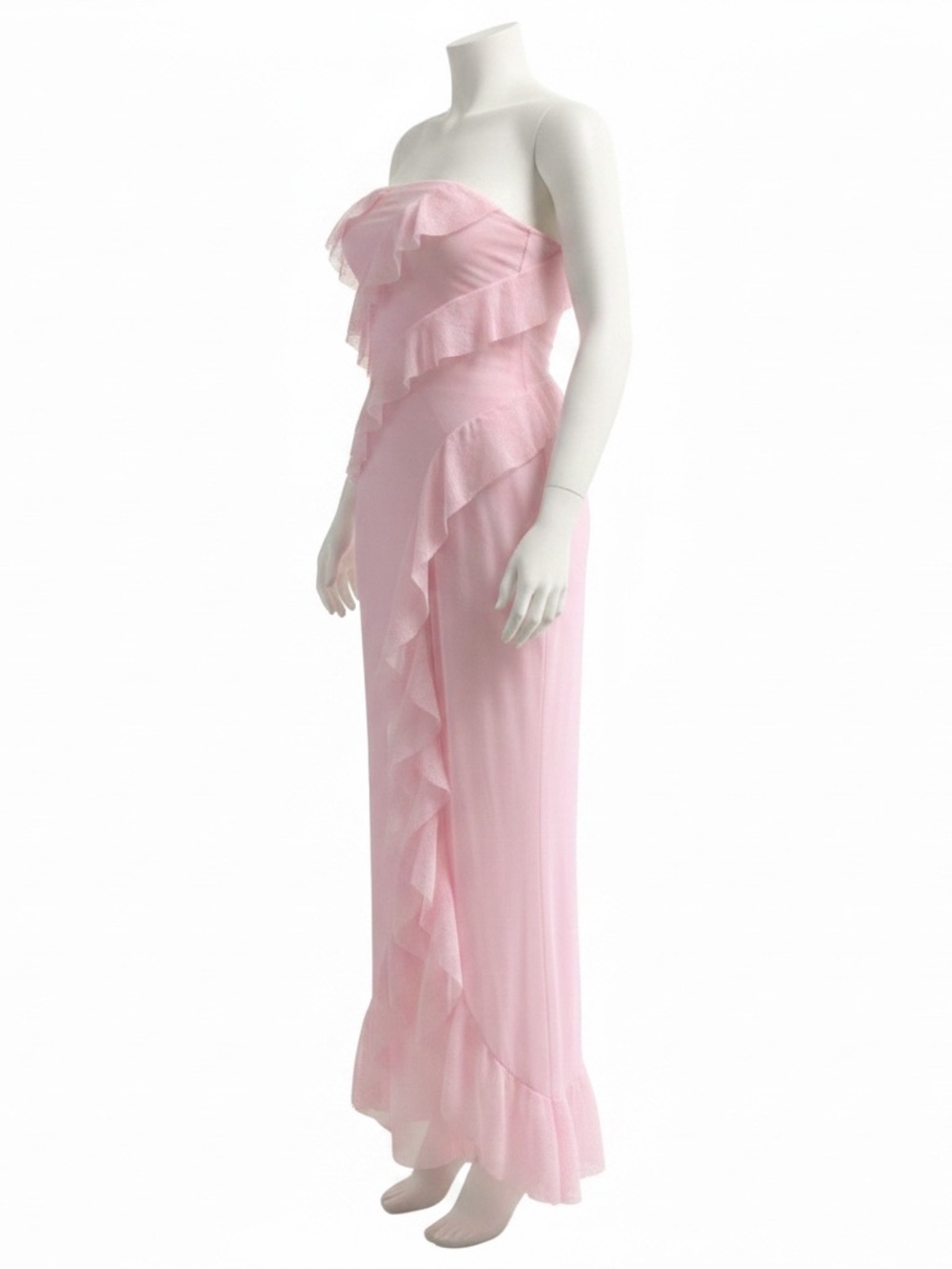 wild fable Strapless Light Pink Ruffle Maxi Dress